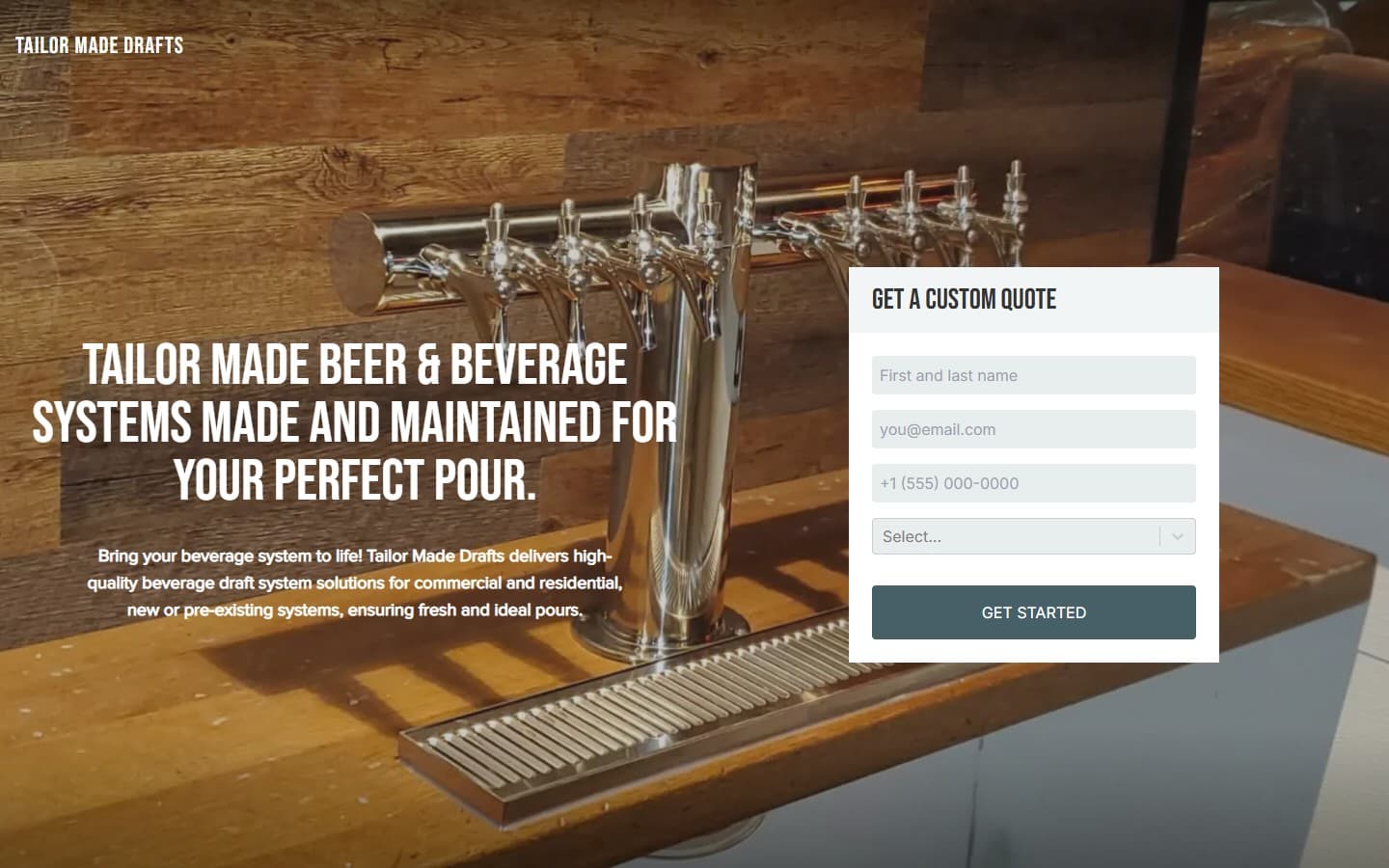 Tailor Made Drafts website on desktop